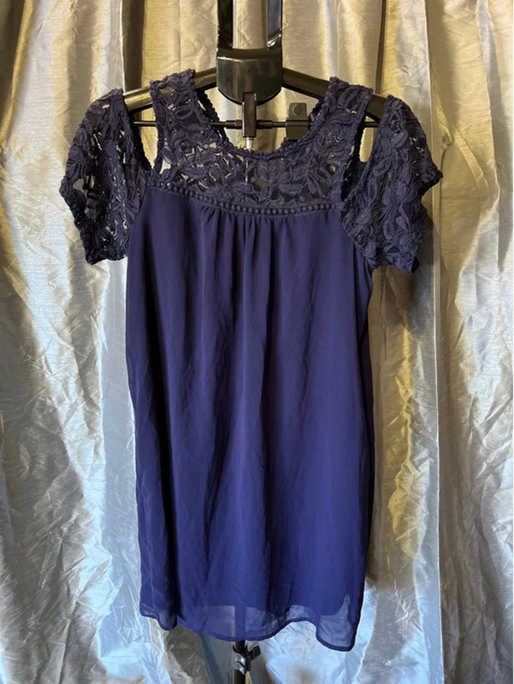 Blue Rain Sz Lg Open Shoulder Dress